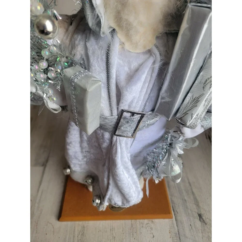 Marshall Fields vintage Santa father xmas silver Xmas Claus figure present tinse